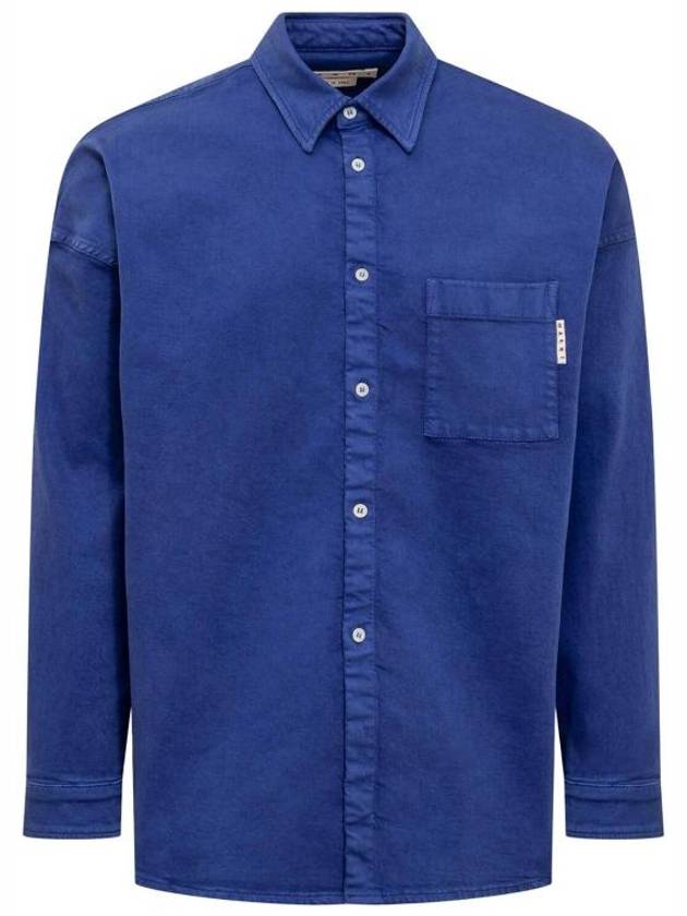 Logo Pocket Denim Long Sleeve Shirt Blue - MARNI - BALAAN 2