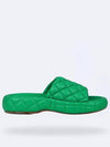 Quilted Padded Slippers Green - BOTTEGA VENETA - BALAAN.