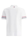 Men's RWB Stripe Cotton Polo Shirt White - THOM BROWNE - BALAAN 4