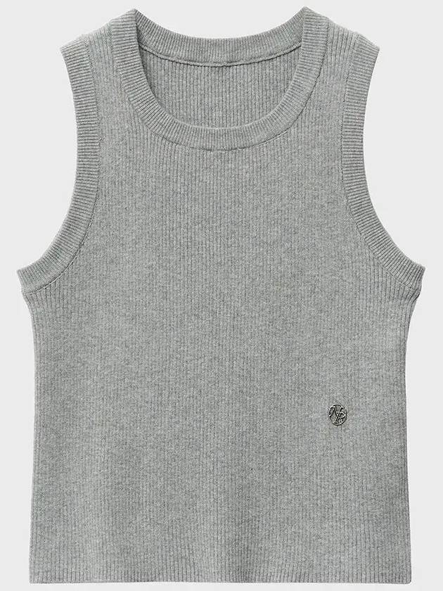 Square Neck Knit Sleeveless Grey - NOIRER FOR WOMEN - BALAAN 8