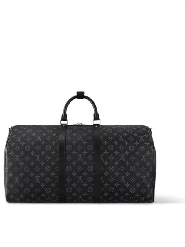 Keepall 55 Bandouliere Monogram Eclipse Duffel Bag Black - LOUIS VUITTON - BALAAN 3