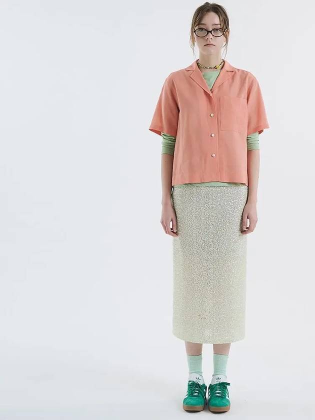 Tailored collar linen blend short sleeve shirt orange 0045 - VOYONN - BALAAN 4
