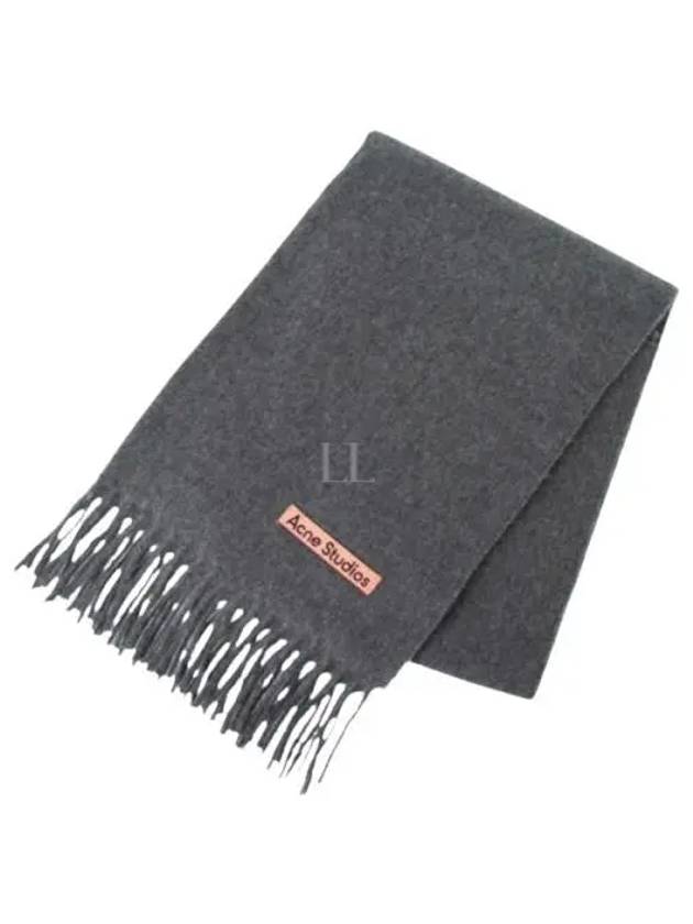 Logo Fringe Cashmere Muffler Melange Grey - ACNE STUDIOS - BALAAN 2