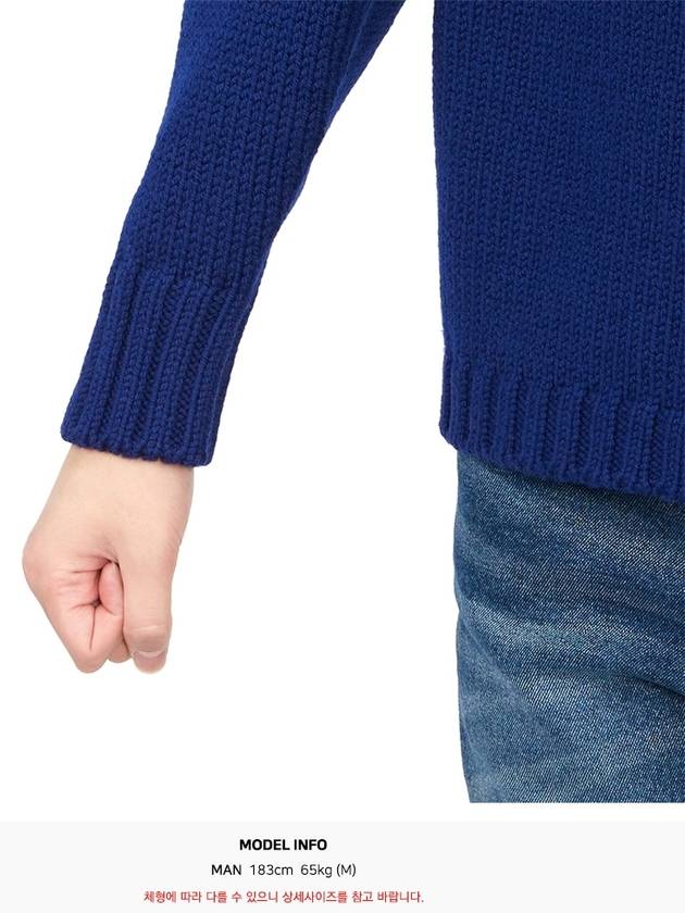 Men’s Merino Wool Knit Top Blue - TEN C - BALAAN 9