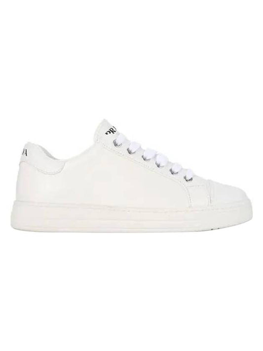 Logo Leather Low Top Sneakers White - PRADA - BALAAN 1