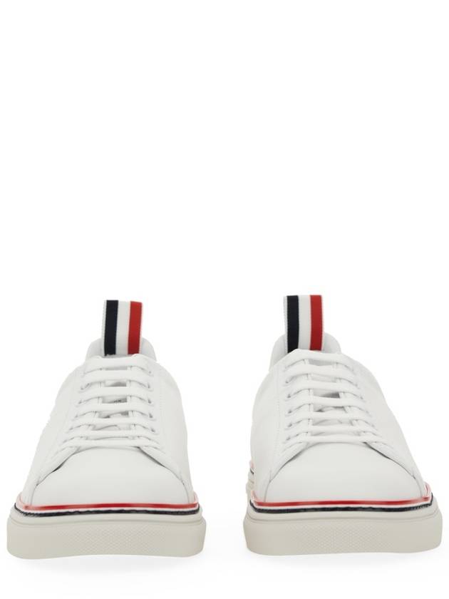 Tennis Vitello Calf Leather Low Top Sneakers White - THOM BROWNE - BALAAN 5