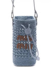 Embroidered Logo Crochet Bucket Bag Light Blue - MIU MIU - BALAAN 2