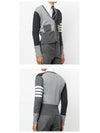 4 Bar V-Neck Fun Mix Cashmere Cardigan Grey - THOM BROWNE - BALAAN 7