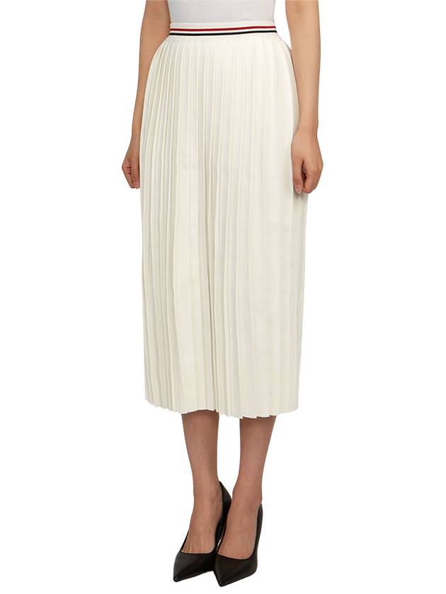 Cotton Stripe Pleated Skirt White - THOM BROWNE - BALAAN 3