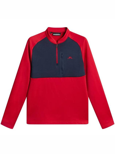 Adam Quarter Zip Mid Layer Long Sleeve T-Shirt Barbados Cherry - J.LINDEBERG - BALAAN 2