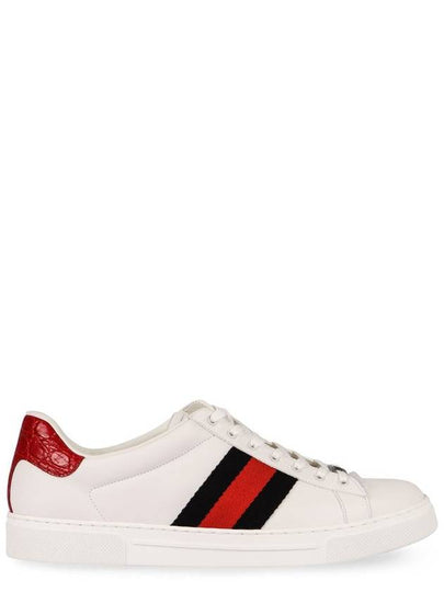 Ace Web Leather Low Top Sneakers White - GUCCI - BALAAN 2