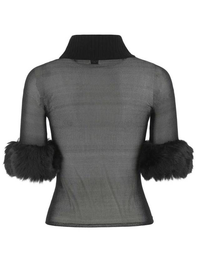 Sheer Fur Short Sleeve T-Shirt - SAINT LAURENT - BALAAN 3