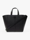 McGraw Carryall Double T Leather Tote Bag Black - TORY BURCH - BALAAN 3