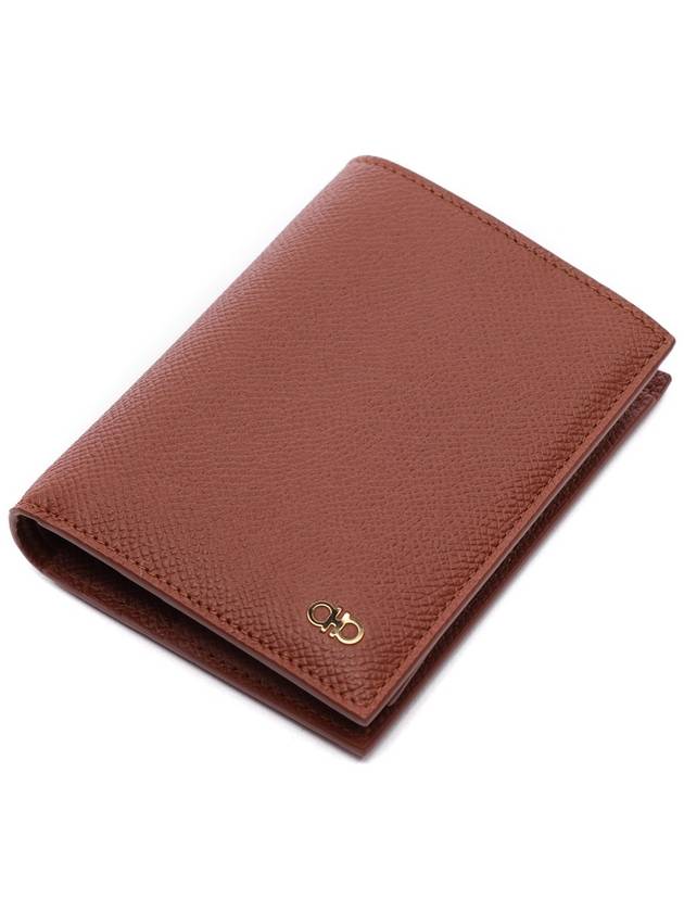 Gancini Compact Half Wallet Brown - SALVATORE FERRAGAMO - BALAAN 6