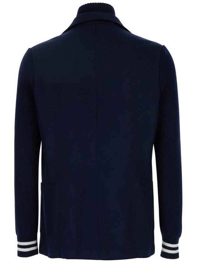 Blue Single-Breasted  Jacket With Bib In Wool Blend Man - ELEVENTY MILANO - BALAAN 2