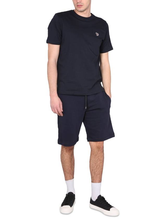 Zebra Logo Cotton Sweat Shorts Navy - PAUL SMITH - BALAAN 3