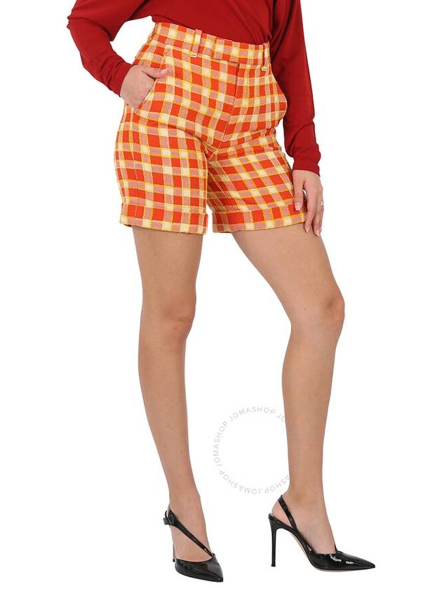 Women's Check Tweed Shorts Orange - GUCCI - BALAAN 3