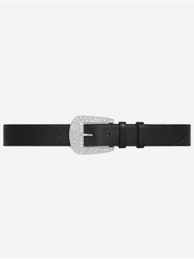 Large Marco Strass Vintage Calfskin Belt Black - CELINE - BALAAN 1