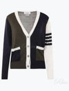 Funmix Fine 4 Bar V-neck Merino Knit Cardigan - THOM BROWNE - BALAAN 2