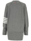 Stitched Cotton 4 Bar Cardigan Grey - THOM BROWNE - BALAAN 3