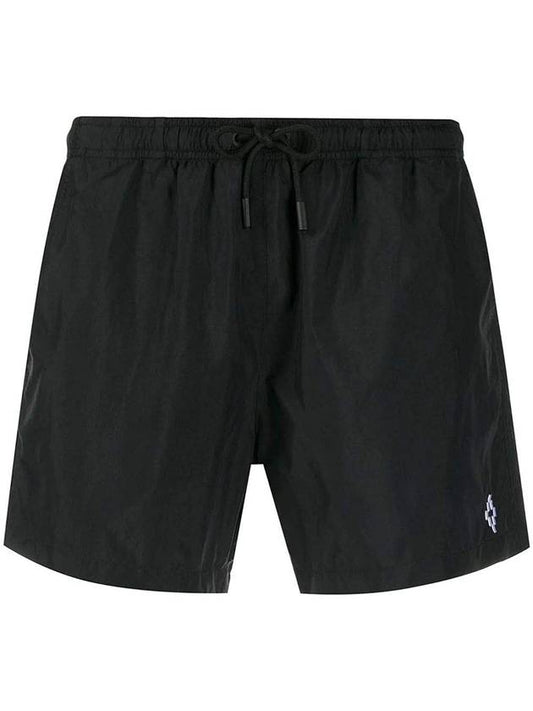 cross swim shorts black - MARCELO BURLON - BALAAN.