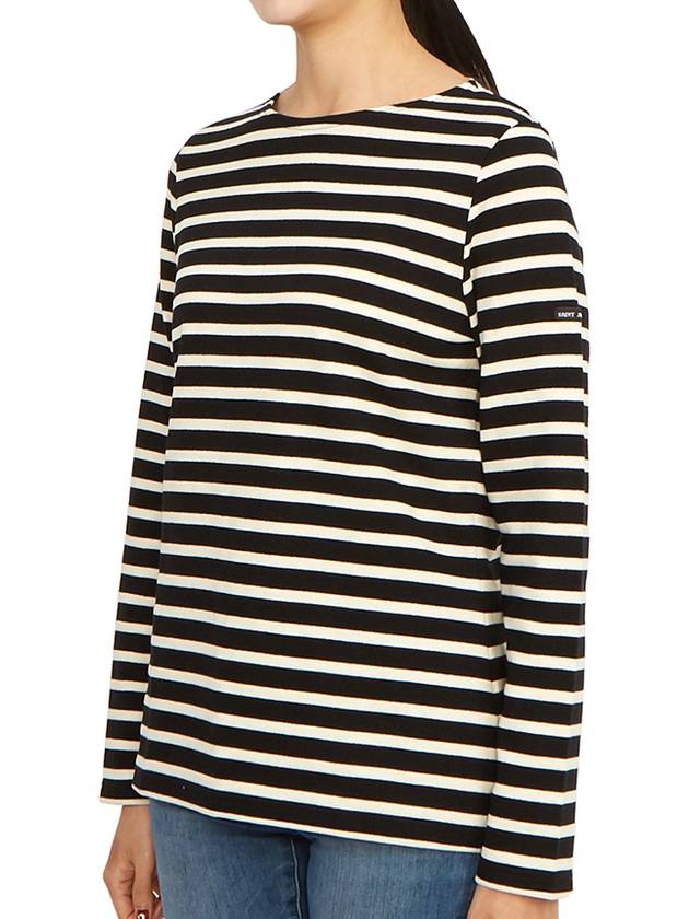 Women's Meridame II Striped Long Sleeve T-Shirt White Black - SAINT JAMES - BALAAN 3