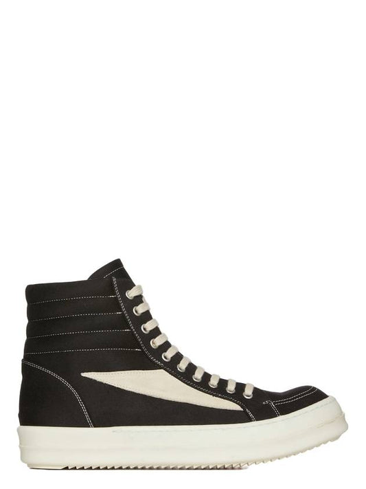 Dark Shadow Vintage Cotton High Top Sneakers Black - RICK OWENS - BALAAN 1