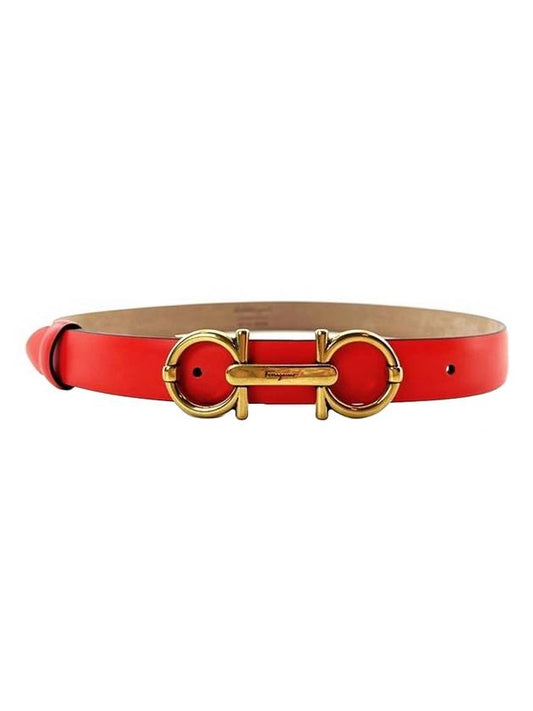 Gancini Horsebit Gold Logo Leather Belt Candy Apple Red - SALVATORE FERRAGAMO - BALAAN 1