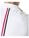 Men's Cotton Pique Center Bag Striped Short Sleeve Polo Shirt White - THOM BROWNE - BALAAN 7