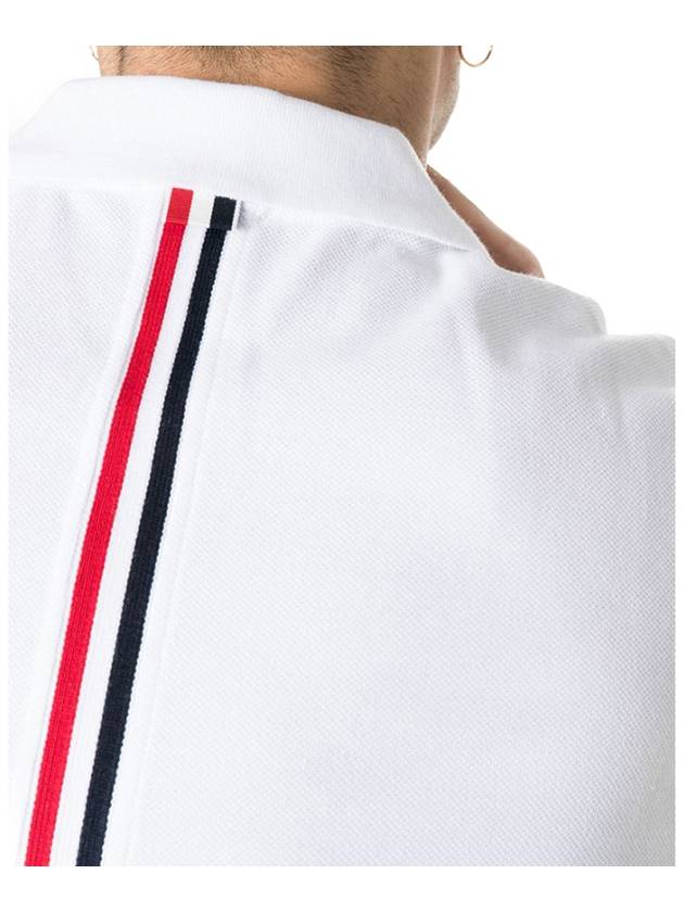 Men's Cotton Pique Center Bag Striped Short Sleeve Polo Shirt White - THOM BROWNE - BALAAN 7