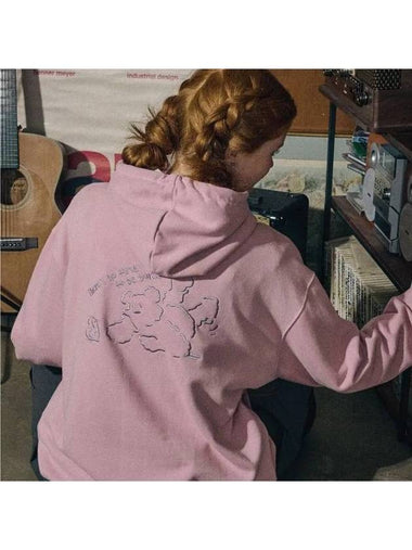 Fun Time Bear Embroidery Hooded Top Indie Pink - CPGN STUDIO - BALAAN 1