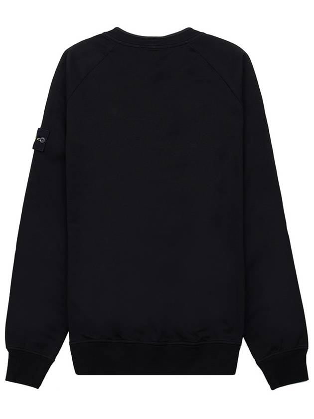 Logo Patch Crew Neck Cotton Sweatshirt Black - STONE ISLAND - BALAAN 3