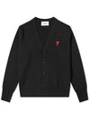 heart logo V-neck wool cardigan black - AMI - BALAAN 2