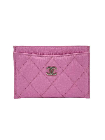 Classic Gold Hardware Grained Shiny Calfskin Card Wallet Light Pink - CHANEL - BALAAN 1