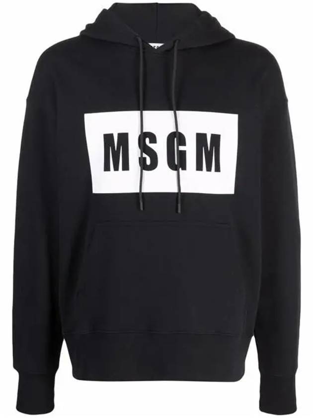 Box Logo Print Cotton Hoodie Black - MSGM - BALAAN 2