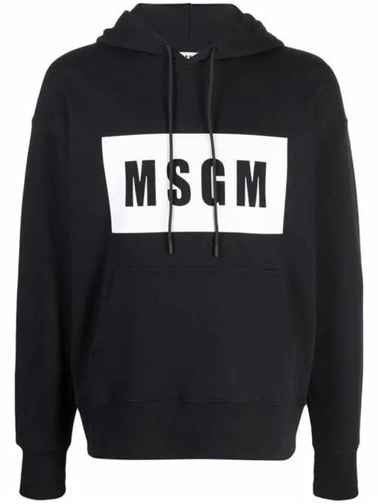 Box Logo Print Cotton Hoodie Black - MSGM - BALAAN 2