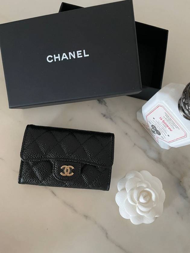 Classic Grained Calfskin Card Wallet Black - CHANEL - BALAAN 3