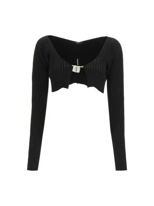 La Maille Pralu Micro Charm Logo Cardigan Black - JACQUEMUS - BALAAN 2