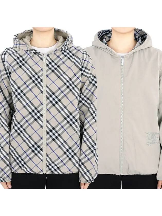 Reversible Check  Zip-Up Hoodie Ivory - BURBERRY - BALAAN 2