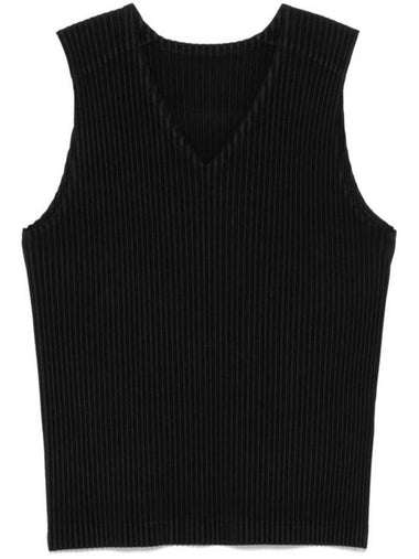 Pleated Knit Vest Black - ISSEY MIYAKE - BALAAN 1