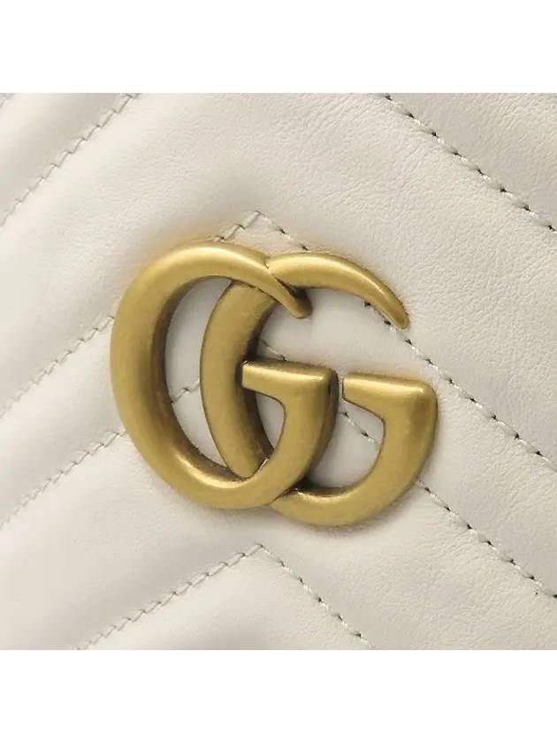 575163 White Matelasse Chevron Leather GG Marmont Mini Bucket Chain Cross Bag - GUCCI - BALAAN 3