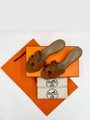 Oasis Calfskin Slipper Heels Gold Piqures Ecrues - HERMES - BALAAN 10