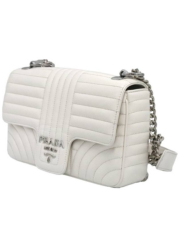 Prada 1BD108 PERVINCA White Nappa Silver Diagram Medium Chain Shoulder Bag - PRADA - BALAAN 3