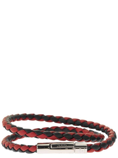 Men's Silver My Color Braided Weaving Bracelet Red Black - TOD'S - BALAAN 2