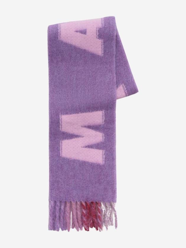 Logo Wool Mohair Blend Fringe Muffler Purple - MARNI - BALAAN 2