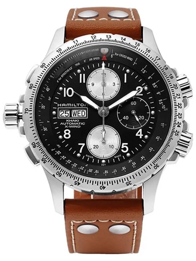 H77616533 Khaki Aviation Xwind Chrono Automatic Men's Leather Watch 44mm - HAMILTON - BALAAN 5