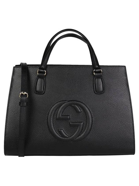 GG Soho Leather Medium Tote Bag Black - GUCCI - BALAAN 2