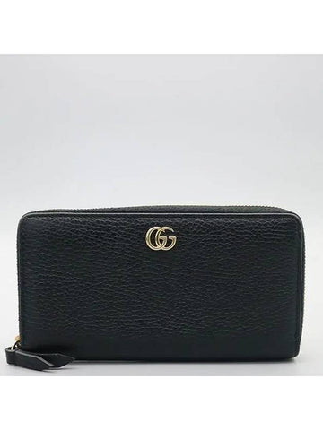 456117 Black color GG Marmont zipper leather zip up long wallet - GUCCI - BALAAN 1