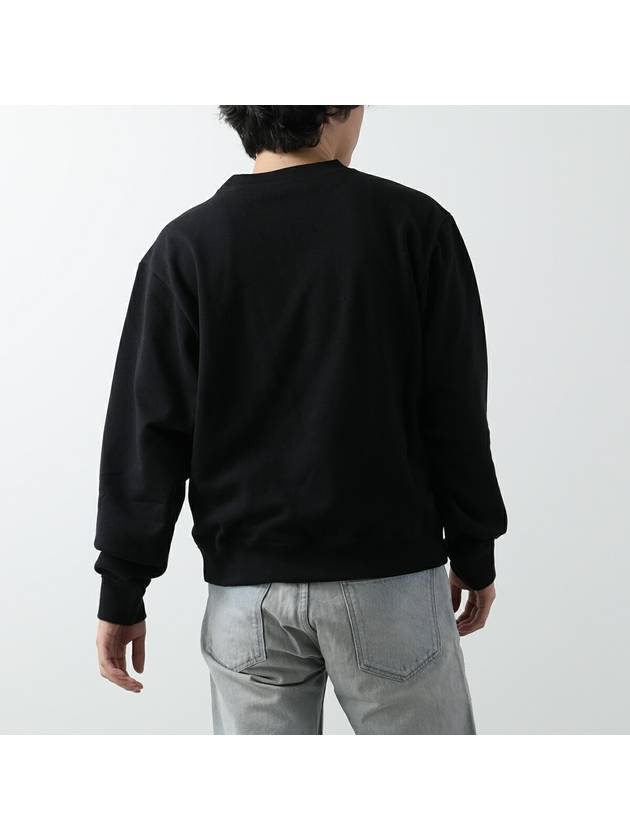 Logo Crew Neck Loose Cotton Fleece Sweatshirt Black - CELINE - BALAAN 3