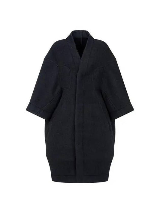 WOMEN Hidden Button Alpaca Wool Coat Black - RICK OWENS - BALAAN 1